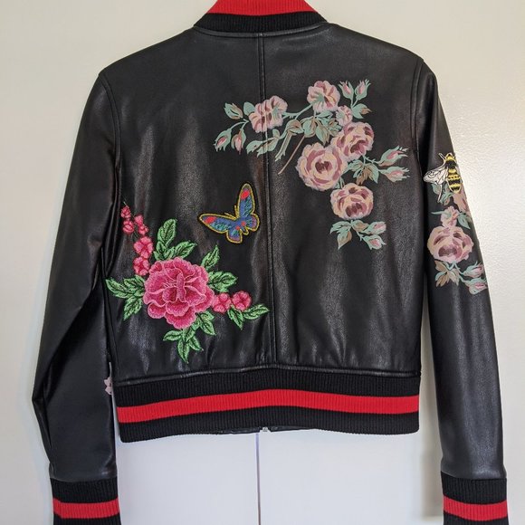 Urban Outfitters leather embroidered bomber jacket - Picture 4 of 7
